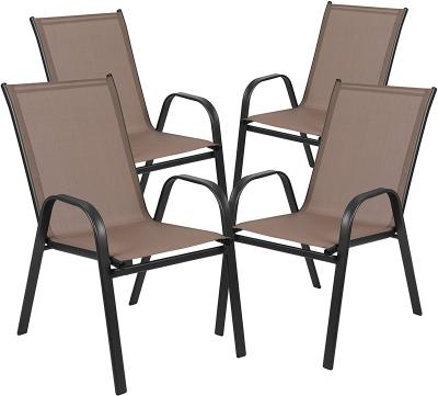 China Outdoor Farm Furniture 4 Pack Stack Chair With Flex Comfort Material And Metal Frame for sale