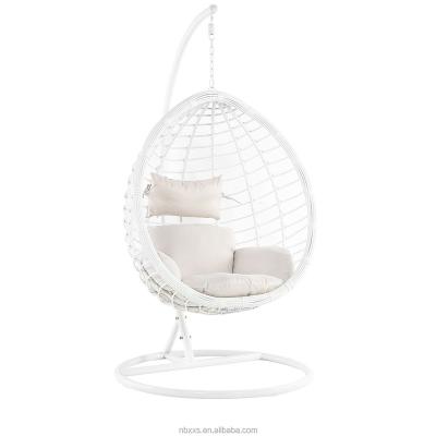 China Contemporary rattan hanging chair with white stand for sale