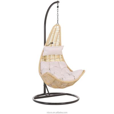 China Contemporary rattan hanging chair with beige backing for sale