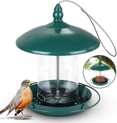 China 0.8L Set Automatic Grain Storage Box Two Piece Large Capacity Hook Hanging Wild Bird Feeder With Rainproof Roof for sale