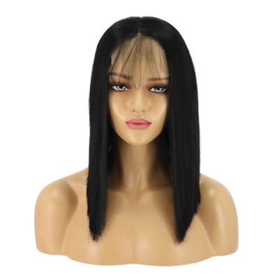 China Wholesale Straight 12/14/16 Inch Straight Front Lace Wig Black Color For Woman for sale