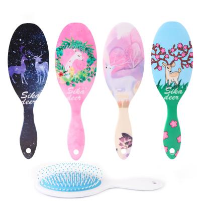 China Wholesale Cushion Cartoon Deer Print Hair Detangler Comb Haircare Massage Scalp for sale