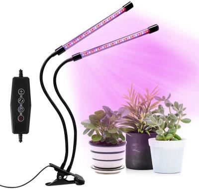 China Seed Tailoring Full Spectrum 40 LED 20W Dual Head Led Plant Grow Light For Indoor Plant With 3 Switch Modes And 9 Dimmable Brightness for sale