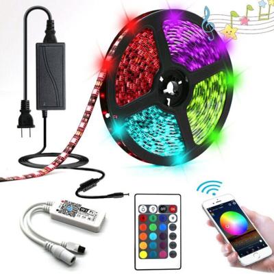 China WIFI Control Home Smart Magic APP 5m 12V Led Strip Light Waterproof Flexible 5050 RGB LED Strip Light Kit With Power Adapter for sale