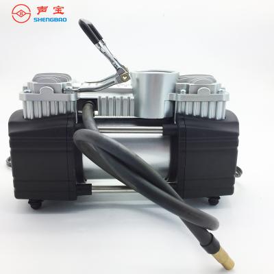 China 35L/min 12V Car Tire Inflator Pump Heavy Duty Inflatable Tire Pump Double Cylinders Air Compressor Portable for sale