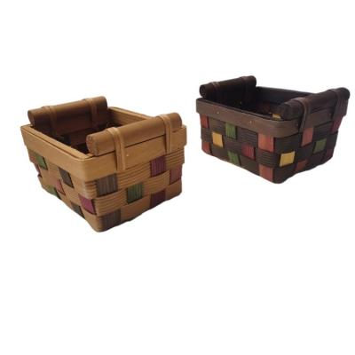 China High Quality Wooden Autumn Basket Viable Basket Maker Rectangular Maple Leaf for sale