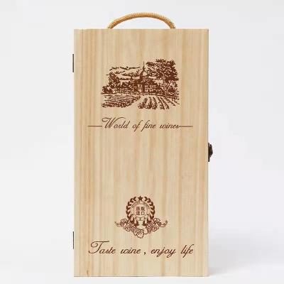 China Wholesale Handmade Customized 3 Bottle Wine Crate Wooden Wine Packaging Box With Top Handle for sale