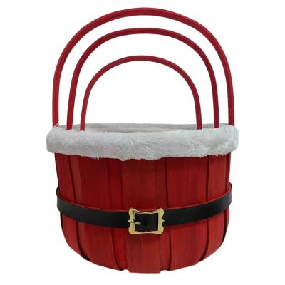 China Sustainable Round Red With White Small Sash Circle Christmas Bucket for sale