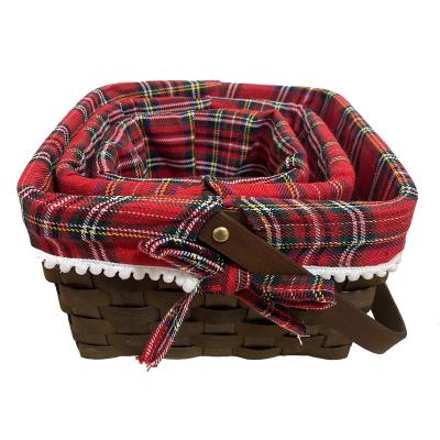 China Sustainable Square Brown Flu Bow Basket Christmas Fruit Picnic Cloth Basket for sale