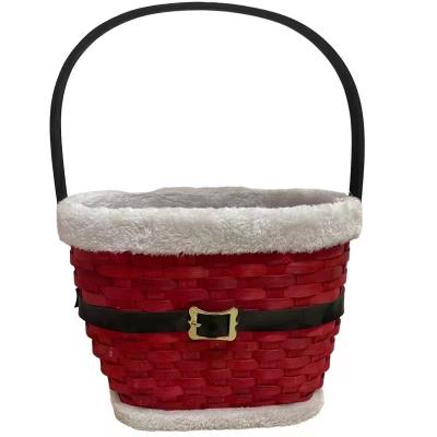 China Small viable red egg-shaped sticker leather belt with welt handle interboard Christmas basket for sale