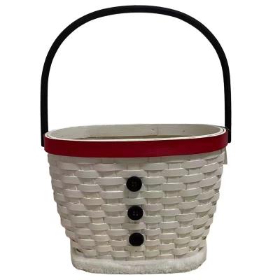 China Sustainable Egg Shaped White Button With Live Interboard Handle Basket for sale