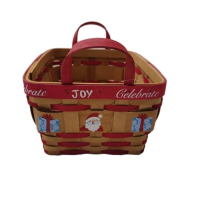 China Factory Wholesale Viable Christmas Basket Rectangular Red Christmas Basket Between Ears for sale