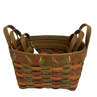 China Stocked Denier Intercolor Printed Double Ear Fall Basket Other Storage Baskets Cotton Rope Basket for sale