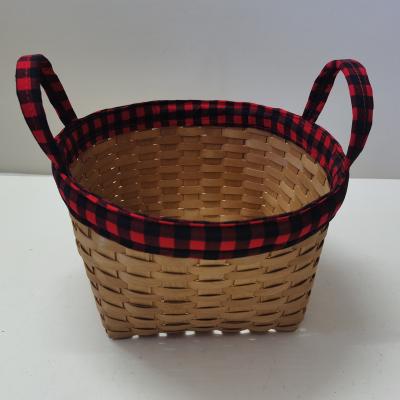 China Viable log veneer fabric basket with two ears wholesale price fabric storage basket for sale