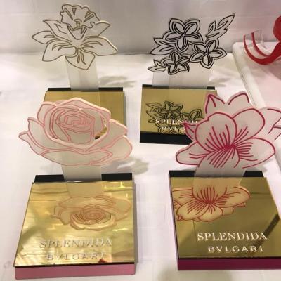 China display & Desktop Acrylic Iridescent Marble Perfume Mirror Display Stand For Hotel Home Store for sale