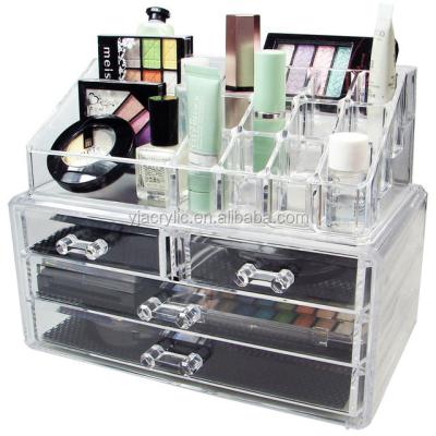 China Acrylic; plexiglass; lucite; Factory Custom Clear Transparent Acrylic Multi Compartment Drawers Organizer PMMA Factory Jewelry Makeup Storage Box for sale