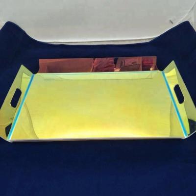 China Durable iridescent finish acrylic trays with handles for sale