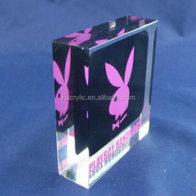 China Acrylic; plexiglass; lucite; Custom certificate PMMA Sedex/SMETA/chic cube table block Paperwieght in Logo Printing Clear Solid Acrylic from factory audit china for sale