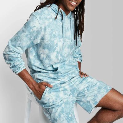 China Anti-pilling Anti-pilling Logo Men Custom Tie Dye Hoodie Sweatshirt and Jogger Regular Fit Shorts for sale