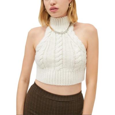 China Anti Wrinkle Mock Neck Sweater Women Sleeveless Top for sale