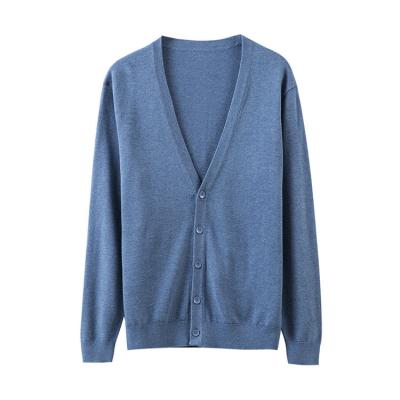 China Dongguan Factory Service Anti-Shrink OEM Long Sleeve Anti-Shrink Knit Cashmere Round Neck Sweater Solid Colors Men Simple Stylish Cardigan for sale