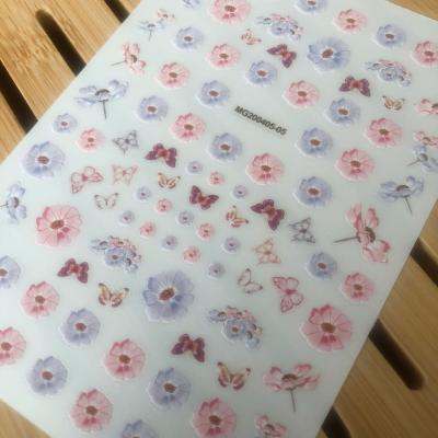 China NS745 Flowers Nail Art Decals Designs Colorful Flowers White Crane Waves Daisy Style Sticker for Nail Art Decoration for sale