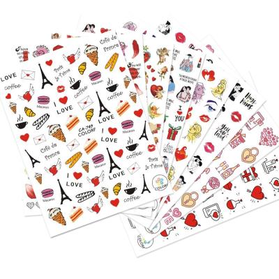 China Wings Love Stars NS986 Nail Art Designs Romantic Valentine's Day Love Heart Wine Couple Sticker Decals For Nail Art Decoration for sale