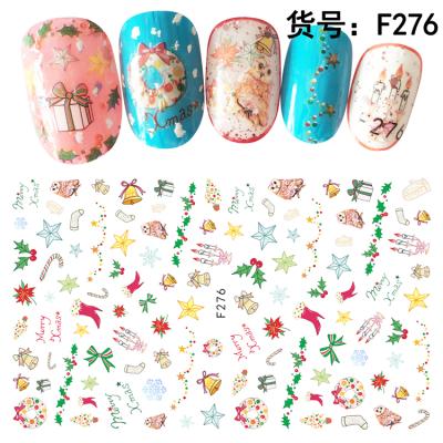 China F271-F280 3D Christmas Nail Sticker Nail Art Decoration Christmas Series Snowman Snowflake Tree Elk Bell Sticker Decals for Nail Art Decoration for sale