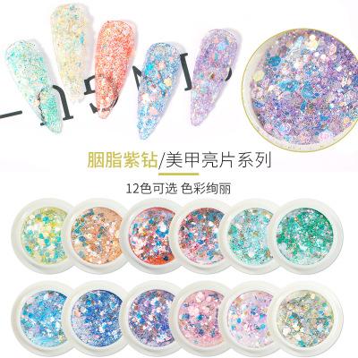 China Nail Decoration NGP20 Nail Art Designs Aurora Colorful Shiny Hexagon Round Sequins For Nail Art Decoration for sale