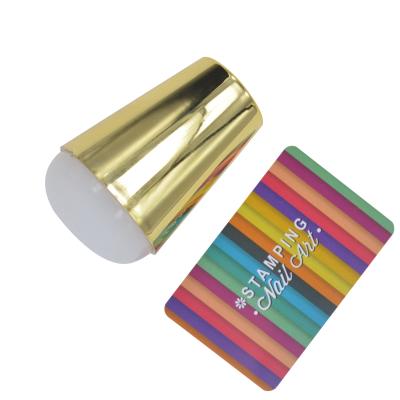 China NSP37 Stainless Steel Handle Nail Art Stainless Steel Handle Silicon Joint Stamp with Rainbow Punch Scraper for Nail Tool for sale