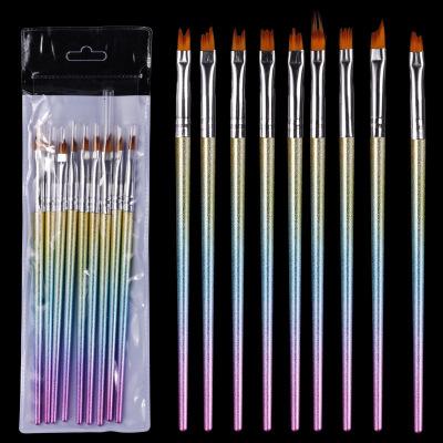 China Master Petal Nail Brush NP29 Nail Art Brush Set 9 Pcs Gradient Gel Brush Colorful Therapy Pen Light Handle UV Gel Brush For Nail Tools for sale