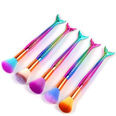 China Mermaid NCB1 Nail Art Mermaid Rainbow Gradient Handle Clean Nails Surface Dust Brush Makeup Brush For Nail Tool for sale