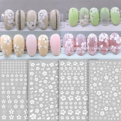 China F724-727 Flower Nail Art Designs Popular Five Petals Flower Nail Art Decoration Cherry Blossoms Sticker Decals For for sale