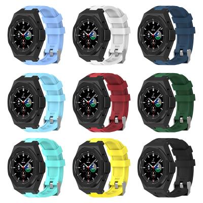 China HUALIMEI Zinc Alloy Metal Case For Samsung Galaxy Watch4 Classic 46mm Military Rugged Protective Cover + Bumper Band + Glass Screen for sale