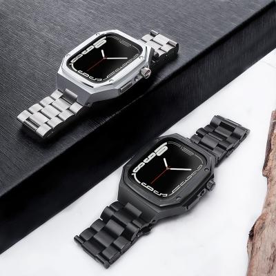 China HUALIMEI Silicone Band Metal Band Modified Case For Apple Watch 8/7 45mm 6/5/4/SE 44mm iWatch Series 45mm 44mm 41mm 40mm Increased Bumper Cover With Band for sale