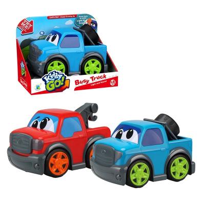 China Colorful Kid Go! First Educational Baby Toys Durable Plastic ABS Toy Push and Go Cartoon Car Pick Up Truck with Light and Sound for sale