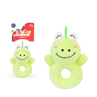 China Soft Cartoon Toy Baby Soothing Comforter Baby Plush Toy Rattle Frog Ring Shape Soft Animal Newborn Soft Baby Rattle Gift for sale