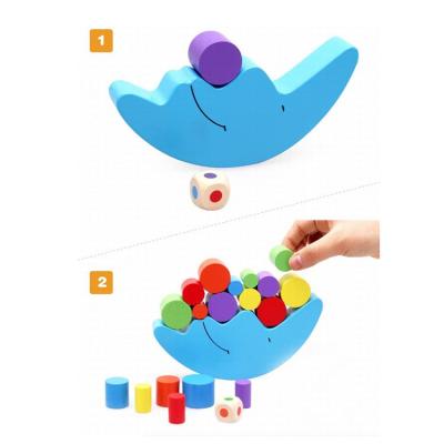 China DIY TOY Factory Direct Sale Wooden Toys Montessori Moon Boat Balance Game Baby Wooden Toys for sale