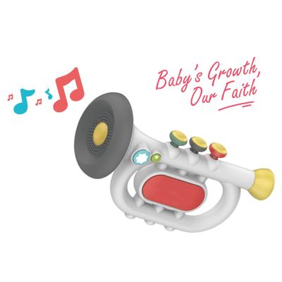 China Plastic Trumpet Toy Early Learning Educational Baby Toy Electronic Music Instrument Trumpet Cartoon Musical Toy for sale