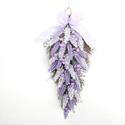 China Door Wall Hanging 24 Inch Lavender Purple Flower Teardrop Easter Decorative Wreath Swags Hangings for sale