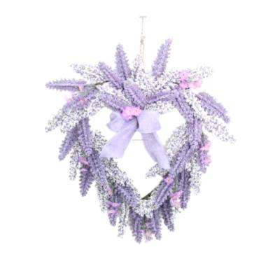 China Naturalistic 16 Inch Purple White Lavender Berry Heart Shaped Wreath For Christmas Decoration for sale