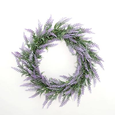 China Wedding Party 22 Inch Lavender Wreath For Front Door Decorative Artificial Purple Flower Wreath for sale