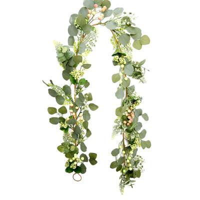 China Wedding Party 72 Inch Greenery Artificial Eucalyptus Garland With Baby Breath Flowers Wedding Table Runner Decoration for sale