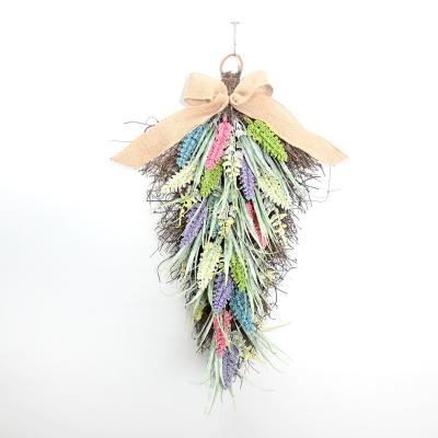 China Spring and Summer 24 Inch Colored Lavender Teardrop Swag Artificial Wreath Swags Door Hanging Ornaments for sale