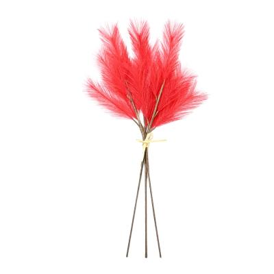 China Fibre Wholesale 3 Branches Pampas Grass Artificial Feathers Vase Fillers Flower Arrangement for sale