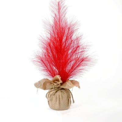 China Wedding Party Home Hotel Decoration 18 Inch Pampas Grass Tree With Burlap Basin Fluffy Feathers Artificial Plants Pampas Grass Decor for sale