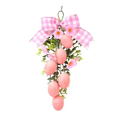 China Wedding Decoration New Arrival Easter Artificial Colorful Egg Mini Teardrop Swags Spring Wreath Used For Door Wall And Window Decoration for sale