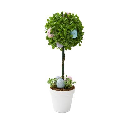 China Indor Decoration 16 Inch Grass Ball Tree Artificial Plants Easter Eggs Wedding Table Decorated Artificial Bonsai Tree for sale