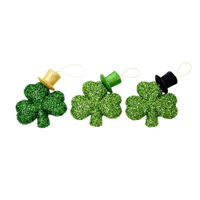 China Vibrant St. Patrick's Day 7 Inch Glitter Irish Hat Clover Pendant For Irish Pub Decor Tree Hanging Ornaments for sale