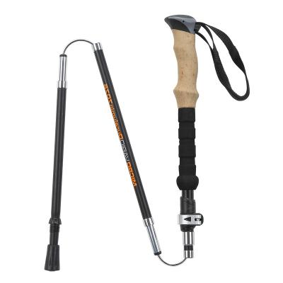 China Aluminum Expandable Trekking Canes Backpacking Increasing Pole Folding Drag Cane Adjustable Lightweight Aluminum Walking Sticks for Backpacking for sale